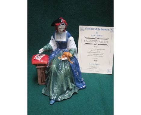 ROYAL DOULTON GLAZED CERAMIC FIGURE- CATHERINE OF ARAGON, HN3233, COMES WITH CERTIFICATE OF AUTHENTICITY 