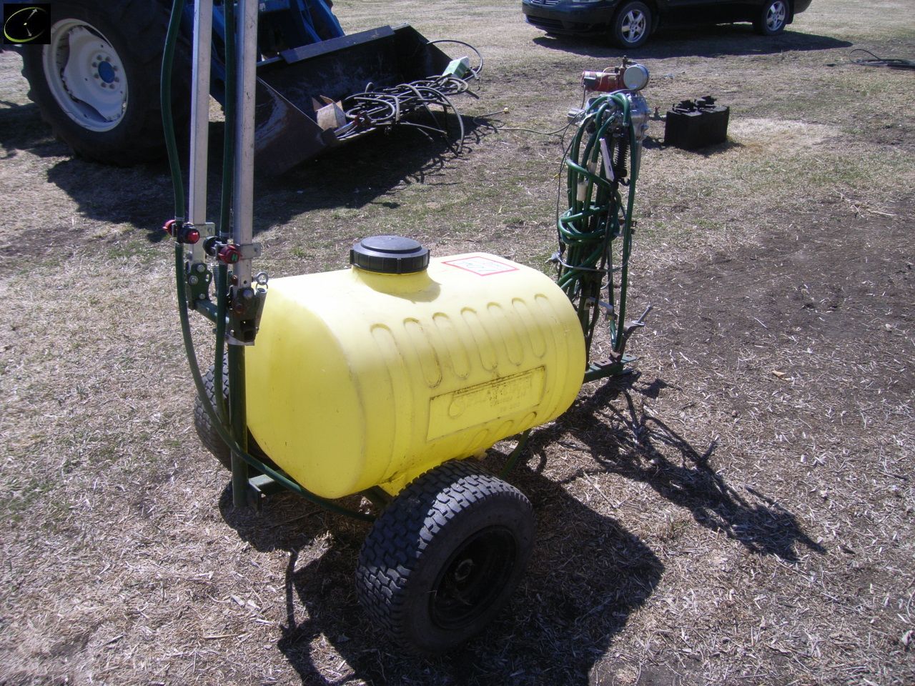 Spray Tec, tow behind yard sprayer w/40 gal tan\k, 8ft booms, 12V pump