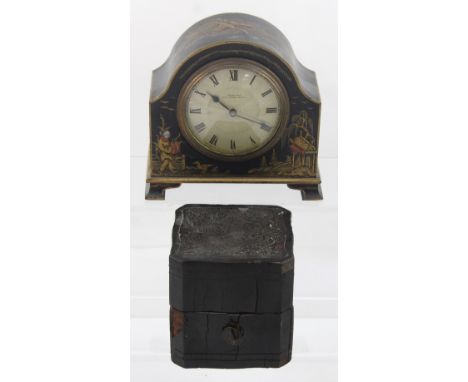 A 1930s Chinoiserie mantel clock by Kemp Brothers of Union Street, Bristol and an early 19th century ebonised and boullework 