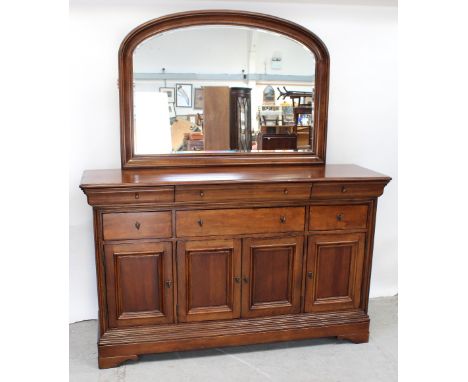 A 20th century mahogany dresser/sideboard, three frieze drawers over one long central drawer, with smaller drawer to either s