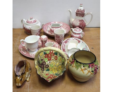 A quantity of ceramics to include Adams 'English Scenic' ware to include teapot, mugs, sucrier, coffee pot etc and a small qu