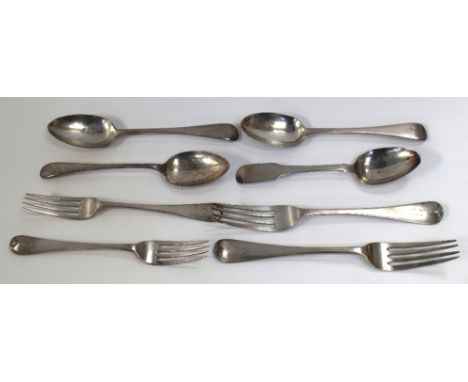 Assorted 19th century hallmarked silver flatware, approx combined 13ozt.