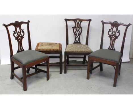 A pair of 19th century mahogany Chippendale-style dining chairs, height of each 95.5cm, an 18th century example and a Georgia