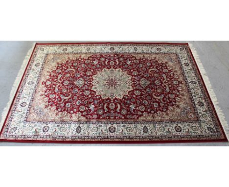 A modern red ground Keshan carpet, 230 x 160cm.