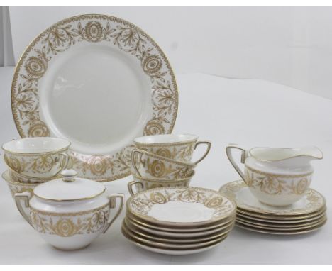 A Royal Worcester 'Pompadour' pattern six-setting tea service comprising six cups and saucers, six side plates, sandwich plat