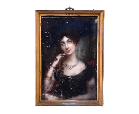  Ann Mee (circa 1770-1851)  Portrait of Lady Charlotte Bentinck, wearing a sapphire and diamond necklace Watercolour on ivory