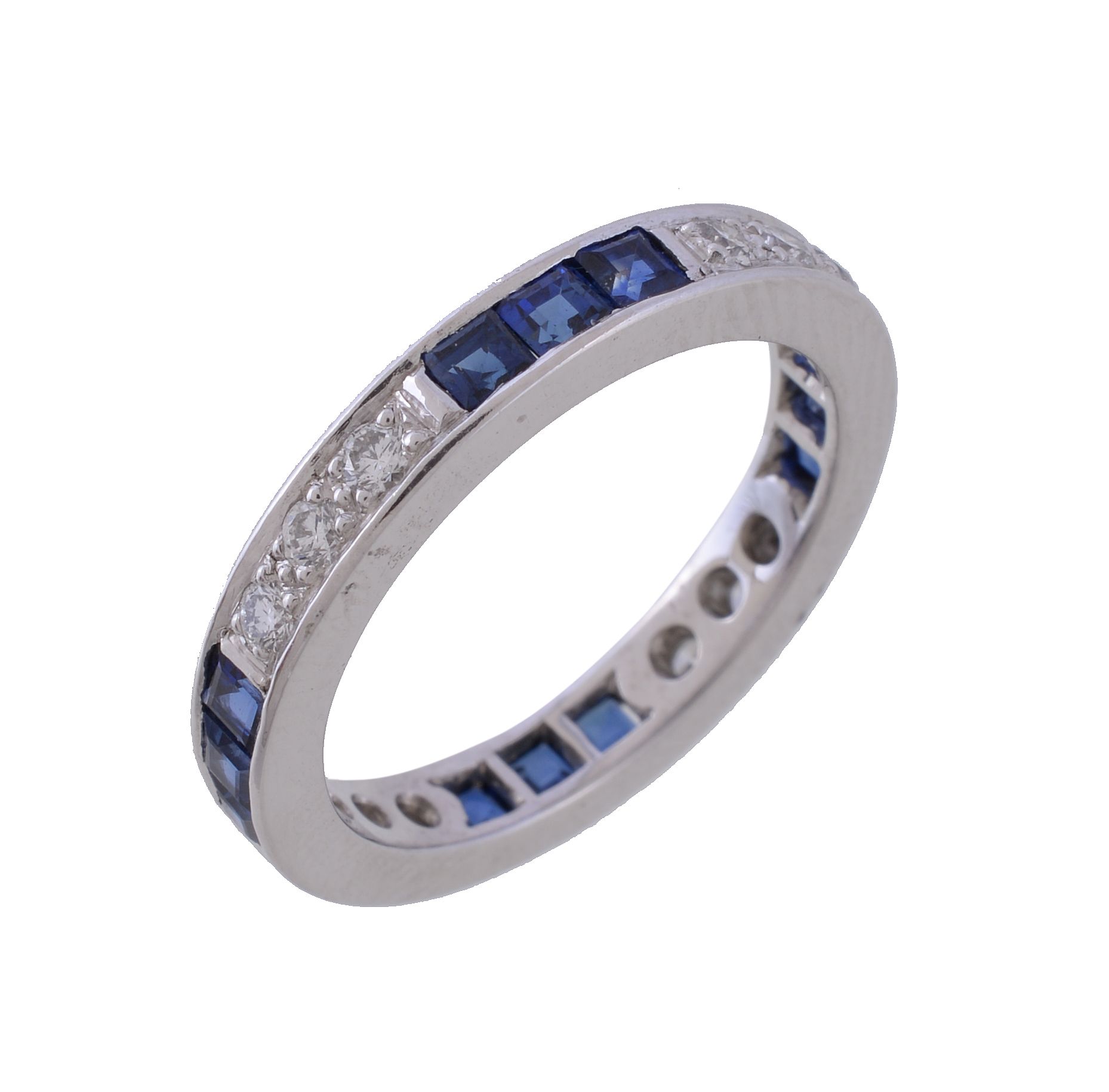 A Sapphire And Diamond Eternity Ring Set With Alternating Square Cut   Original 