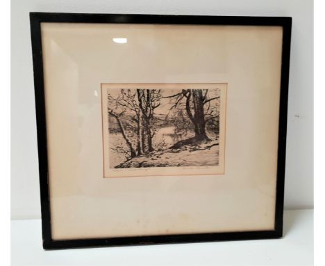 GEORGE HOUSTON RSA RSW (Scottish 1869-1947)Braes O'Ballochnyle, etching, signed to mount, 14cm x 19cm 
