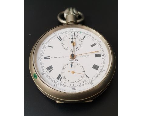 CLOWES & JAUNCEY LONDON POCKET WATCHthe white enamel dial with roman numerals and two subsidiary dials, numbered 316975 