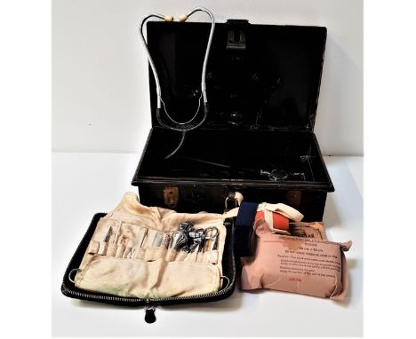 VINTAGE MEDICAL INTRESTincluding a stethoscope, triangular bandage, field dressing, syringe, thermometers, ear scope and othe
