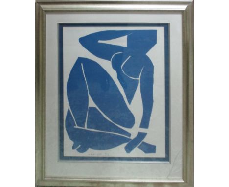 AFTER HENRI MATISSE 'Nu bleu', offset lithograph in colours, with signature in the plate, 80cm x 60cm, framed. as found 