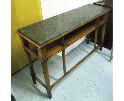 CONSOLE TABLE, marble top faux bamboo base of regency influence, 40cm x 135cm L x 78cm H.