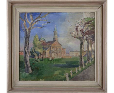 Allan Walton (1892-1948)'Flying a Kite on Kew Green', c.1935oil on canvas50 x 55cmCondition report: Surface dirt, stretcher m