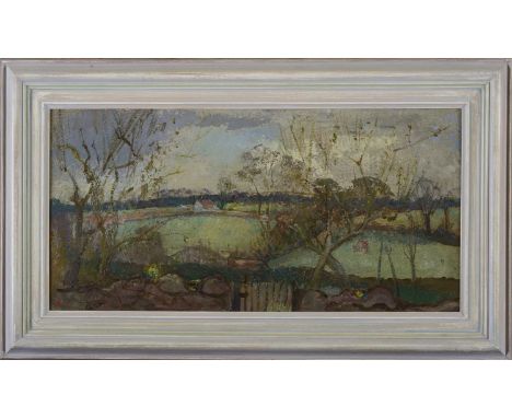 *Margaret Thomas (1916-2016)Landscapesigned with initials and dated 53, oil on board31 x 16cm*Artist's Resale Right may apply