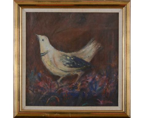 *Joan Renton RSW (b.1935)Bird watchingsigned 'Joan Renton' l.r., inscribed and titled verso, oil on canvas41 x 41cm*Artist's 