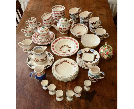 A collection of contemporary tea and dinner ware,to include Emma Bridgewater spongeware examples, a set of Pottery Cafe cups 