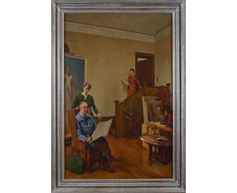 *Edward Irvine Halliday (1902-1984)The artist and his familysigned and dated 'Edward I. Halliday 1958' l.r., oil on canvas122