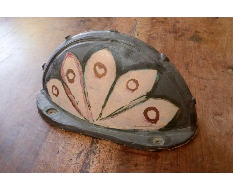 *Quentin Bell (1910-1996),a painted and glazed terracotta stoop, with floral decoration to the back and basin, unsigned,41cm 