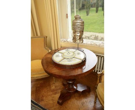 A Spode pearlware supper set,early 19th century, comprising five shaped and covered dishes fitted in a circular mahogany tray