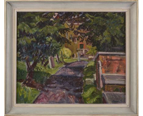 *Gerik Schjelderup (Norwegian, 1899-1985)Hampstead Parish Churchsigned and dated 59 l.r., oil on canvas56 x 66cm*Artist's Res