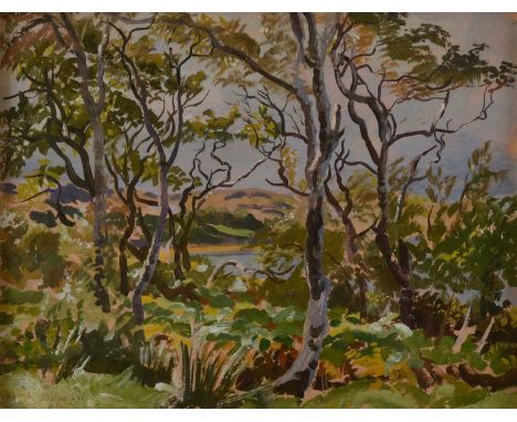 *Stephen Bone (1904-1958)'A Wood by the Loch, Arisaig', c.1948signed 'Stephen Bone' l.l., signed and inscribed as titled vers