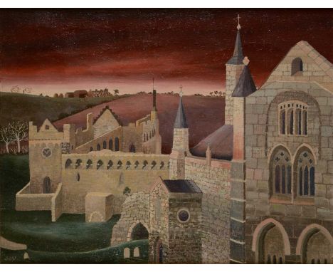 *Joan Warburton (1920-1996)St David's Cathedral, 1951; cats (verso)signed with initials and dated 61 l.l., signed, titled and
