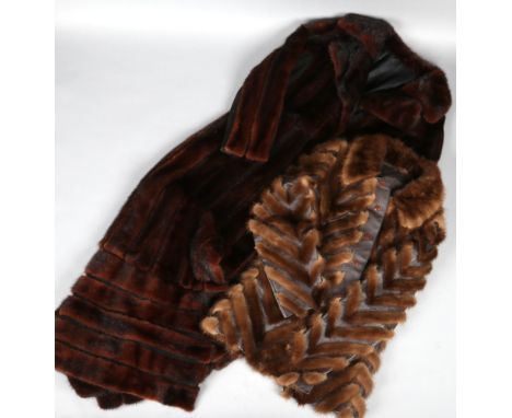 A ladies vintage fur and leather three quarter length coat and a full length fur coat.&nbsp;