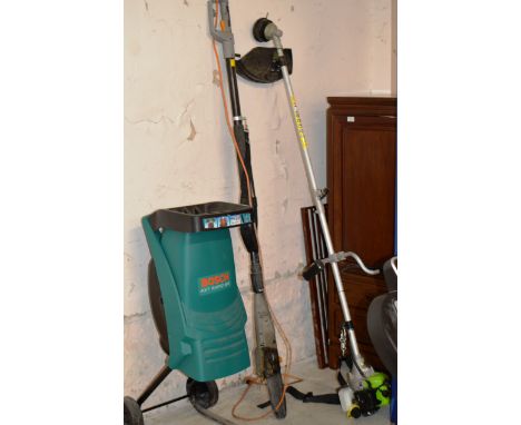 ELECTRIC GARDEN SHREDDER, ENGINE STRIMMER &amp; ELECTRIC POLE SAW