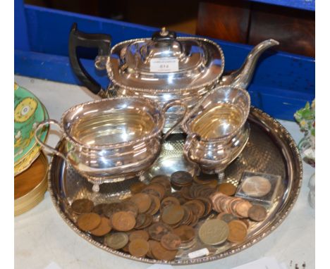 EP TRAY, 3 PIECE EP TEA SERVICE &amp; QUANTITY COINAGE     