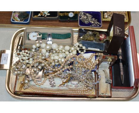 TRAY WITH QUANTITY VARIOUS COSTUME JEWELLERY     