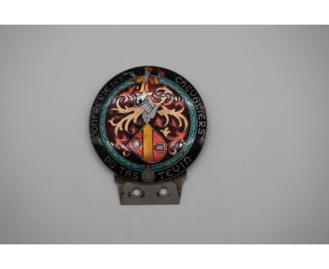 Automobilia: a rare vintage 'Confrerie des Chevaliers du Tastevin' enamel car radiator badge. 
