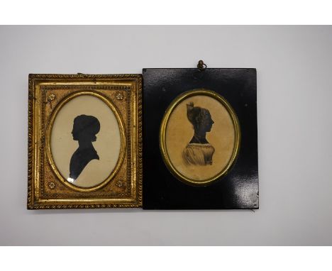 Two 19th century portrait miniature silhouettes,&nbsp;one label verso, 'M Rosenberg of Bath, Profile Painter to their Majesti