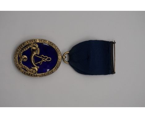 A masonic gilt metal and blue enamel medal, for the Royal Somerset House and Inverness Lodge, engraved to edge 'H P Hughes Ju