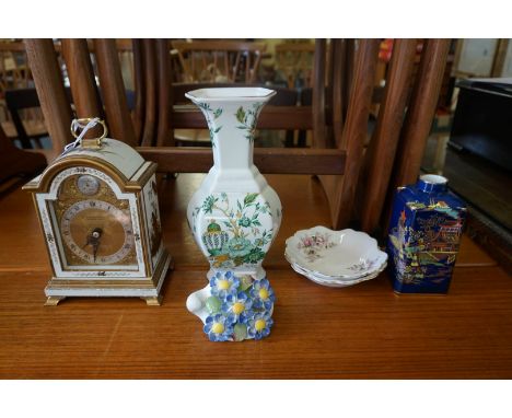 A 1930s Carltonware 'Bleu Celeste' vase, 13.5cm high; together with a Crown Staffordshire 'Kowloon' pattern vase, 23cm high; 