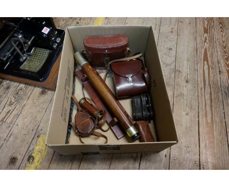 A World War II period leather and nickel plated Merchant Navy presentation telescope, by 'H Hughes &amp; Son Ltd, London', No