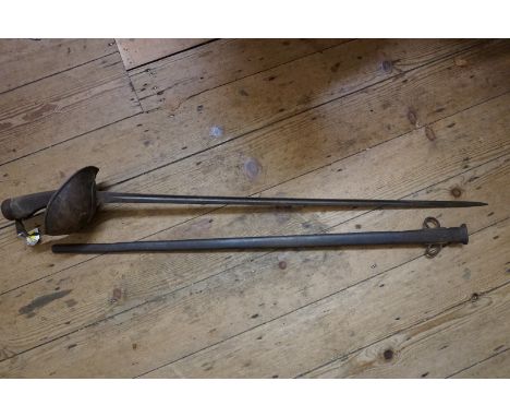 A 1908 Pattern British Cavalry sword and steel scabbard, with 83cm blade. 