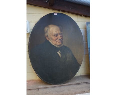 British School, 19th century, bust length portrait of a gentleman, oil on canvas, 72 x 56cm oval, unframed.&nbsp; 