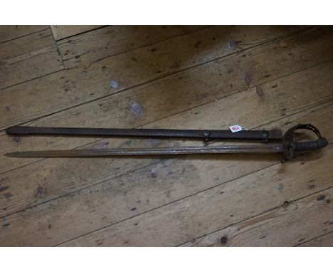 A Victorian 1st Life Guards Officer's sword and steel scabbard, with 91cm blade. 