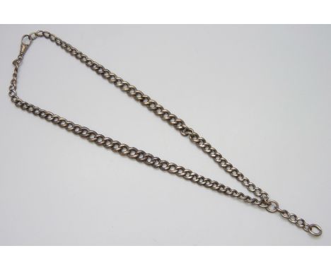 A silver Albert Chain, dog clip unmarked, 40g, 47cm