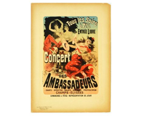 Original antique Les Maitres de l'Affiche advertising poster for Concert des Ambassadeurs featuring a great illustration by a