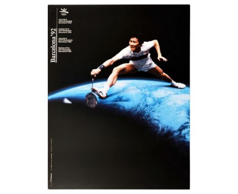 Original vintage sports poster for Barcelona '92 Games of the XXV Olympiad Barcelona 1992 featuring a dynamic photo collage o