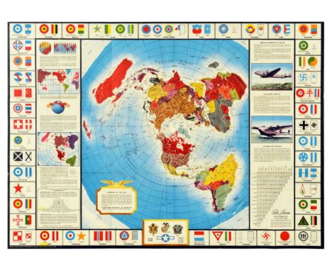 Original vintage poster map issued by the Alcoa in the USA to promote the role of aluminium in production of airplanes.  This