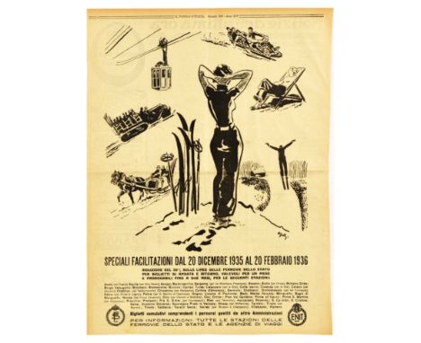Original vintage newspaper full-page advertising poster printed for the Italian Tourism Board ENIT advertising reduced rates 
