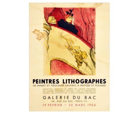 Original vintage exhibition poster for a Galerie du Bac exhibition of lithographs by Manet - Toulouse-Lautrec - Matisse - Pic