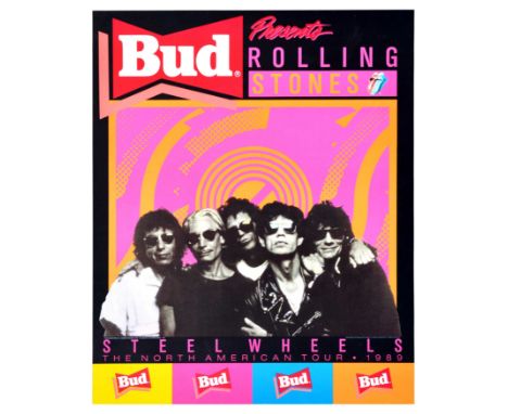 Original vintage advertising poster for the Steel Wheels North American Tour by an English rock band Rolling Stones, featurin