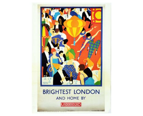 Set of 6 vintage reproductions of London Underground travel posters. 1. Brightest London featuring artwork by a British Impre