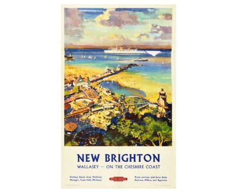 Original vintage railway travel poster - New Brighton - Wallasey - On the Cheshire Coast - issued by British Railways London 