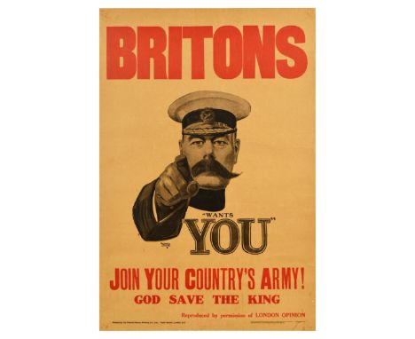 Set of 3 vintage reproduction posters. 1. World War One recruitment propaganda poster - Britons Join Your Country's Army! God