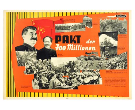 Original vintage propaganda poster Pact of 700 million / Pakt der 700 Millionen, the poster features black and white photogra