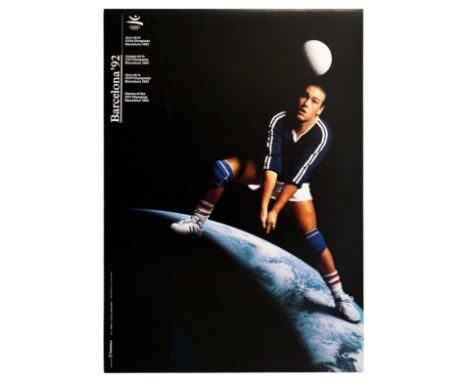 Original vintage sports poster for Barcelona '92 Games of the XXV Olympiad Barcelona 1992 featuring a dynamic photo collage o